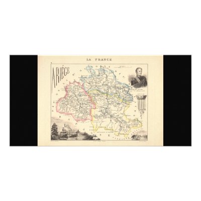 1858 Map of Ariege Department, France Custom Photo Card by ZephyrusBooks
