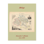 1858 Map of Ariege Department, France Postcard