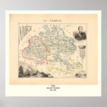 1858 Map of Ariege Department, France Print