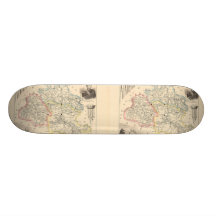 1858 Map of Ariege Department, France Skate Board