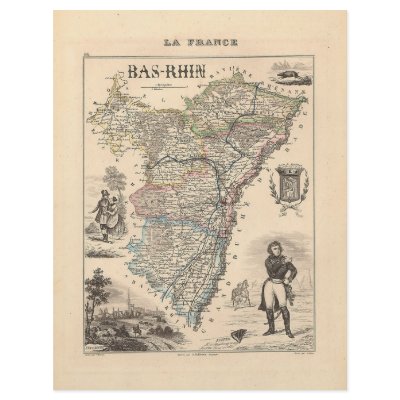 1858 Map of Bas Rhin Department, France Flyer Design by ZephyrusBooks