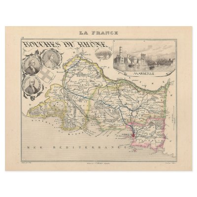 1858 Map of Bouches du Rhone Department, France Flyer by ZephyrusBooks