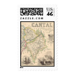 1858 Map of Cantal Department, France Postage Stamp