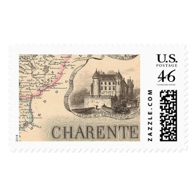 1858 Map of Charente Department, France Stamp by ZephyrusBooks