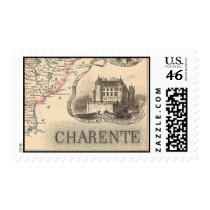 1858 Map of Charente Department, France Postage Stamps