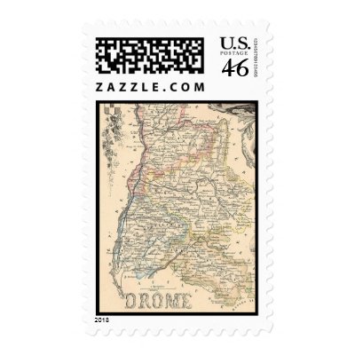 1858 Map of Drome Department, France Stamp by ZephyrusBooks
