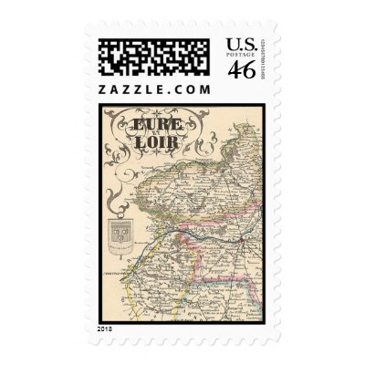 1858 Map of Eure et Loir Department, France Stamp by ZephyrusBooks