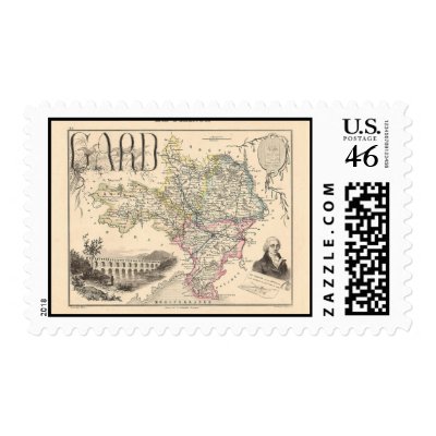 1858 Map of Gard Department, France Postage by ZephyrusBooks