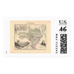 1858 Map of Gard Department, France Postage Stamps