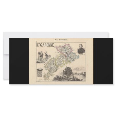 1858 Map of Haute Garonne Department, France Rack Card Template by ZephyrusBooks