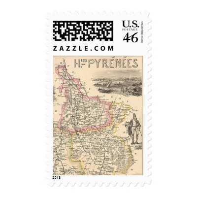 1858 Map of Hautes Pyrenees Department, France Postage by ZephyrusBooks