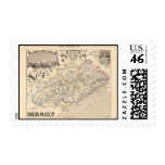 1858 Map of Herault Department, France Stamp