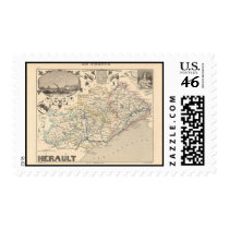 1858 Map of Herault Department, France Stamp