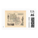 1858 Map of Isere Department, France Postage Stamp