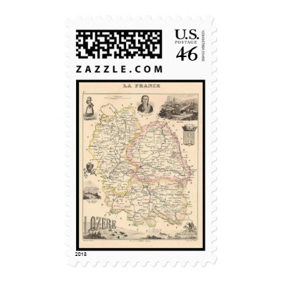 1858 Map of Lozere Department, France Postage by ZephyrusBooks