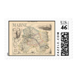 1858 Map of Marne Department, France Postage Stamp