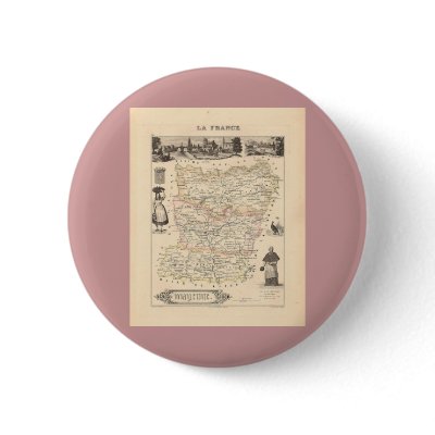 1858 Map of Mayenne Department, France Button by ZephyrusBooks