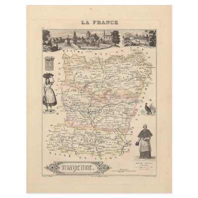 1858 Map of Mayenne Department, France Custom Flyer by ZephyrusBooks