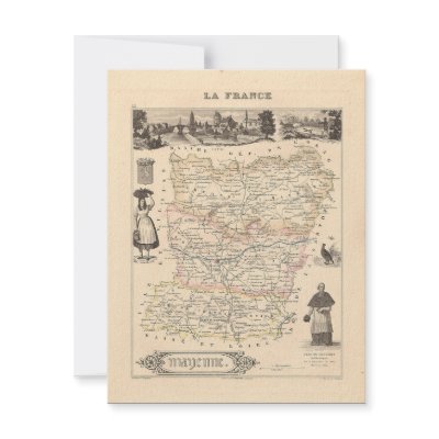 1858 Map of Mayenne Department, France Custom Invitations by ZephyrusBooks