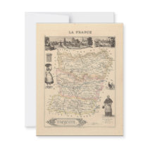 1858 Map of Mayenne Department, France Custom Invitations