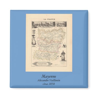 1858 Map of Mayenne Department, France Magnets by ZephyrusBooks