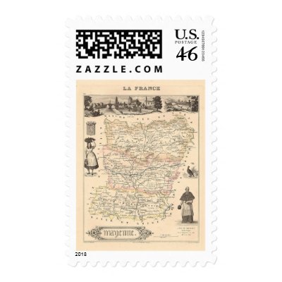 1858 Map of Mayenne Department, France Stamps by ZephyrusBooks