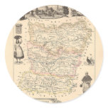 1858 Map of Mayenne Department, France Round Stickers