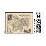 1858 Map of Saone et Loire Department, France Stamps