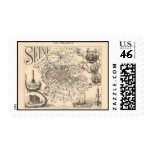 1858 Map of Seine Department, Paris France postage