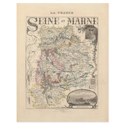 1858 Map of Seine et Marne Department, France Personalized Flyer by ZephyrusBooks