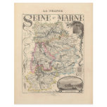 1858 Map of Seine et Marne Department, France flyers