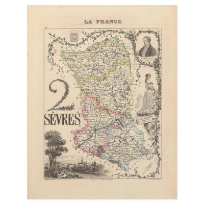 1858 Map of Sevres Department, France Custom Flyer by ZephyrusBooks