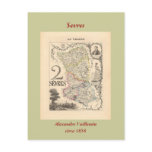 1858 Map of Sevres Department, France Postcards