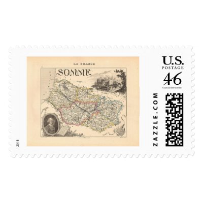 1858 Map of Somme Department, France Stamps by ZephyrusBooks