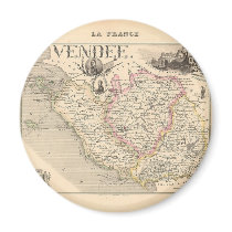 1858 Map of Vendee Department, France Magnets