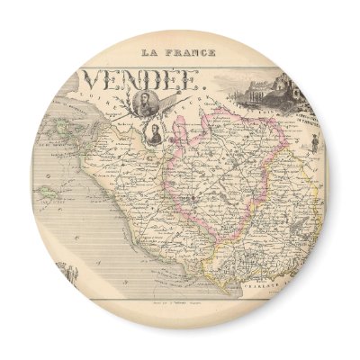 1858 Map of Vendee Department, France Magnets by ZephyrusBooks