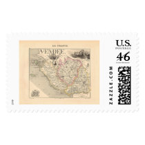 1858 Map of Vendee Department, France Stamps