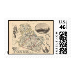 1858 Map of Yonne Department, France Postage Stamps