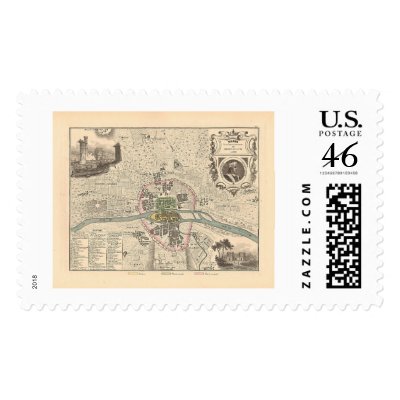 1858 Map Paris en 1180 - France Postage by ZephyrusBooks