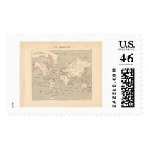 1858 World Map: Planisphere - France Postage