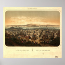 1860 San Francisco CA Birds Eye View Panoramic Map Print