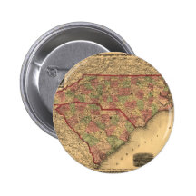 1861 North Carolina and South Carolina Map Pinback Button