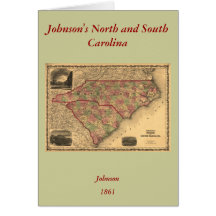 1861 North Carolina and South Carolina Map Card