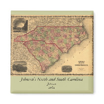 1861 North Carolina and South Carolina Map magnets by ZephyrusBooks 1861 North Carolina and South Carolina Map magnets