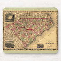 1861 North Carolina and South Carolina Map mousepads
