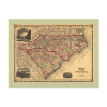 1861 North Carolina and South Carolina Map postcards