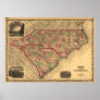 1861 North Carolina and South Carolina Map Poster