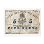 1863 South Carolina 5 Cent Note Postcard