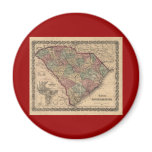 1865 South Carolina Map Fridge Magnets
