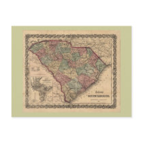 1865 South Carolina Map postcards